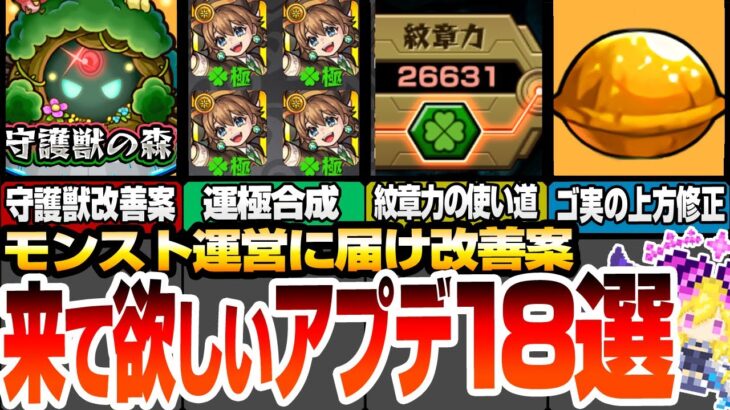 【動画まとめ】【モンスト】運営に届け！モンドリで来てほしいアップデート＆改善案！初心者との格差や守護獣、紋章力の使い道、運極合成に新要素、ゴ実の上方修正【VOICEROID】【へっぽこストライカー】#モンスト