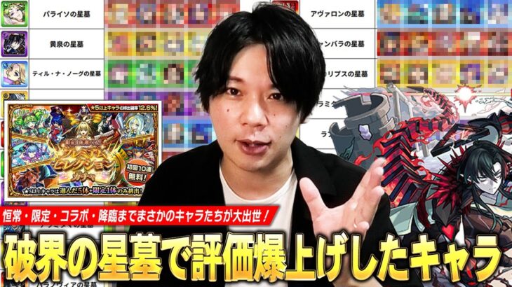 【動画まとめ】【モンスト】恒常・限定・コラボ・降臨までまさかのキャラたちが大出世！星墓適正狙いうならこのキャラたちに注目！『破界の星墓で評価上がったキャラ』各階層毎に紹介！次回以降のしろの編成も！【しろ】