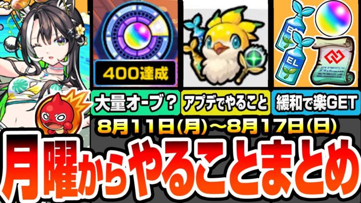 【動画まとめ】【モンスト】月曜からやることまとめ※見逃し厳禁※超大量オーブゲットチャンス！アプデで超緩和された超貴重アイテム達！隠れたオーブも多数あり！周回すべき降臨と適性、キャンペーンまとめ【へっぽこストライカー